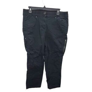 Chico's Women's Black Stretch‎ Cotton Elastic Waist Cropped Cargo Pants Size 0.5